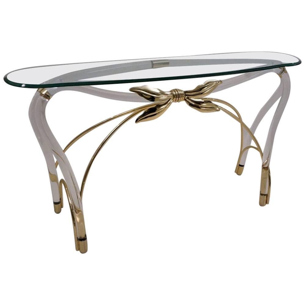 Jeff Messerschmidt Console Table, Lucite, Gold Plate and Glass, America