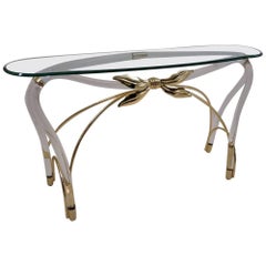 Vintage Jeff Messerschmidt Console Table, Lucite, Gold Plate and Glass, America