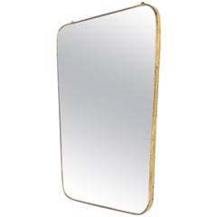 Italian Brass Mirror in the Style of Gio Ponti, 1950s
