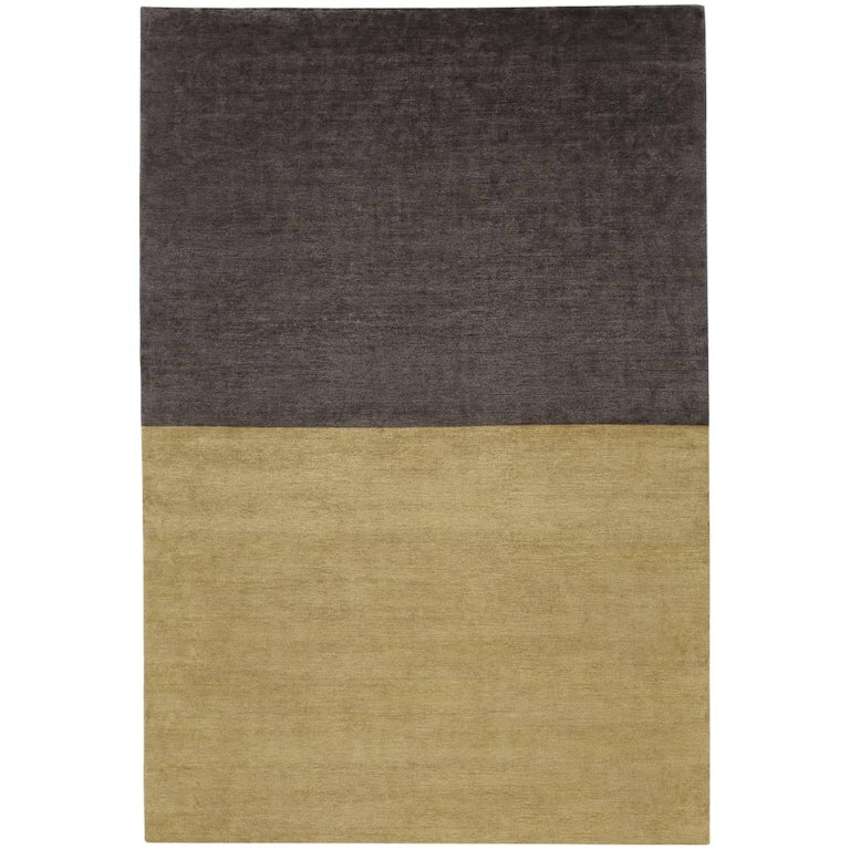 Contemporary Tibetan Rug Hand Knotted In Nepal Dark Gold Purple Contemporary Tibetan Rug Hand Knotted In Nepal Dark Gold Purple Brown