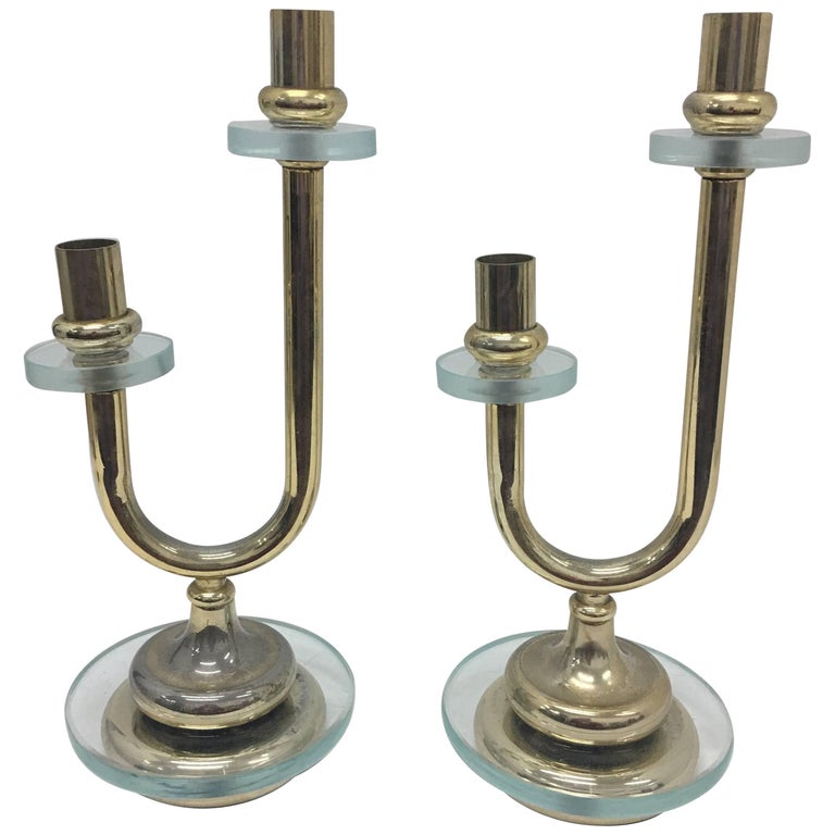 Pair Of Mid Century Modern Candlesticks Made In Italy Circa 1950 Pair Of Mid Century Modern Candlesticks Made In Italy Circa 1950 For