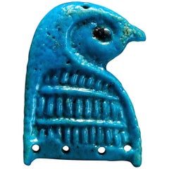 Ancient Egyptian Faience Falcon Head