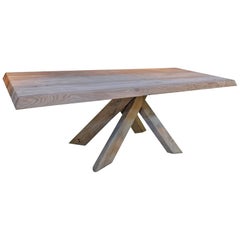 Crossed Base, Solid Elmwood Large Dining Table