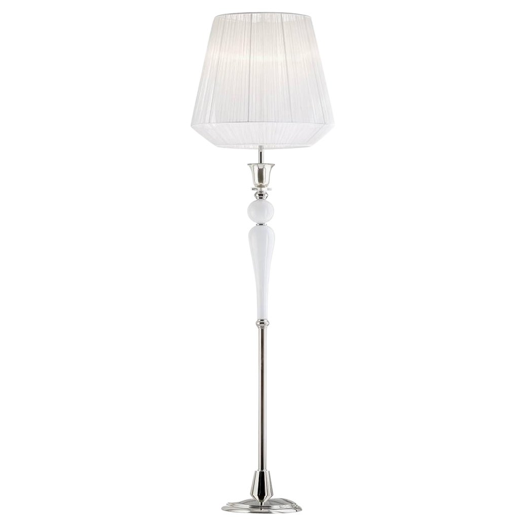 White and Silver Venetian Glass Floor Lamp