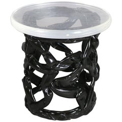 Mid Century Modern Black Taffy & Lucite Plant Stand, Mid 20th Century