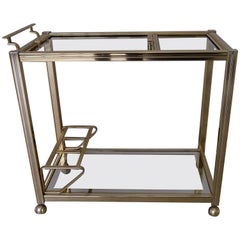 Modern Brass and Glass Drinking Trolley Removable Tray