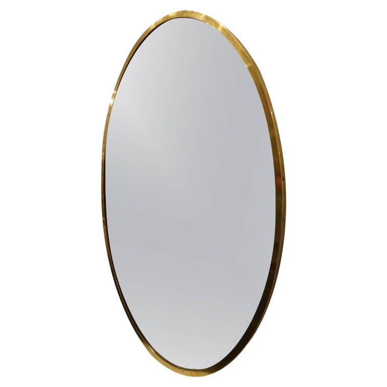Oval Brass Mirror For Sale at 1stdibs