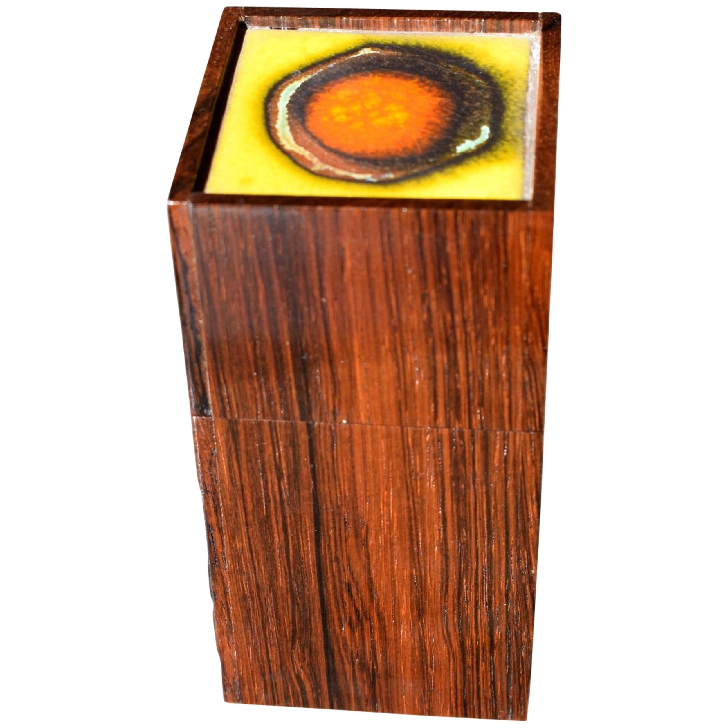 Danish Midcentury Rosewood Box by Alfred Klitgaard with Enamel by Bodil Eje For Sale