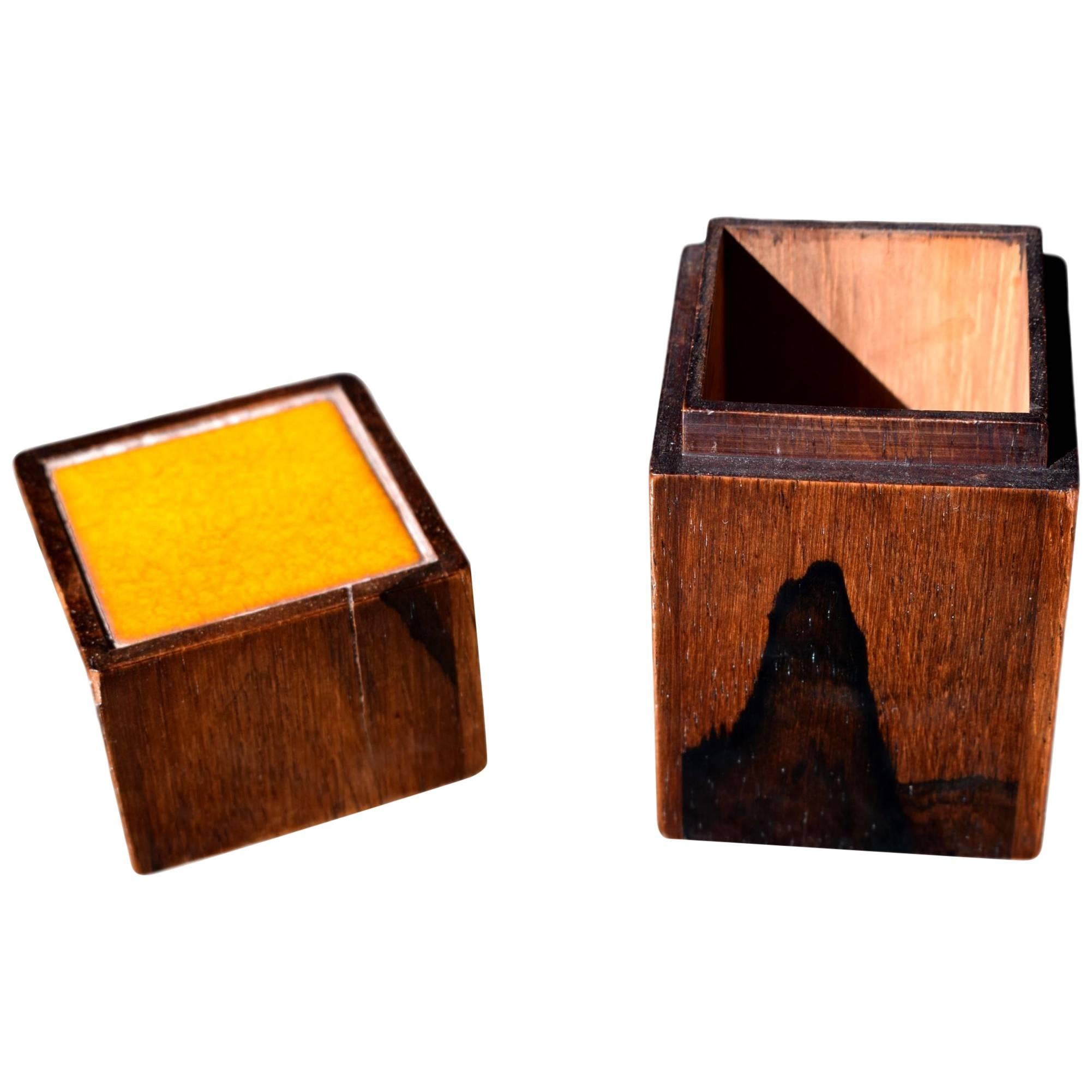 Danish Midcentury Rosewood Box by Alfred Klitgaard with Enamel by Bodil Eje For Sale