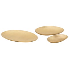 Handmade Cast Brass Decorative Plates with a Brushed Finish