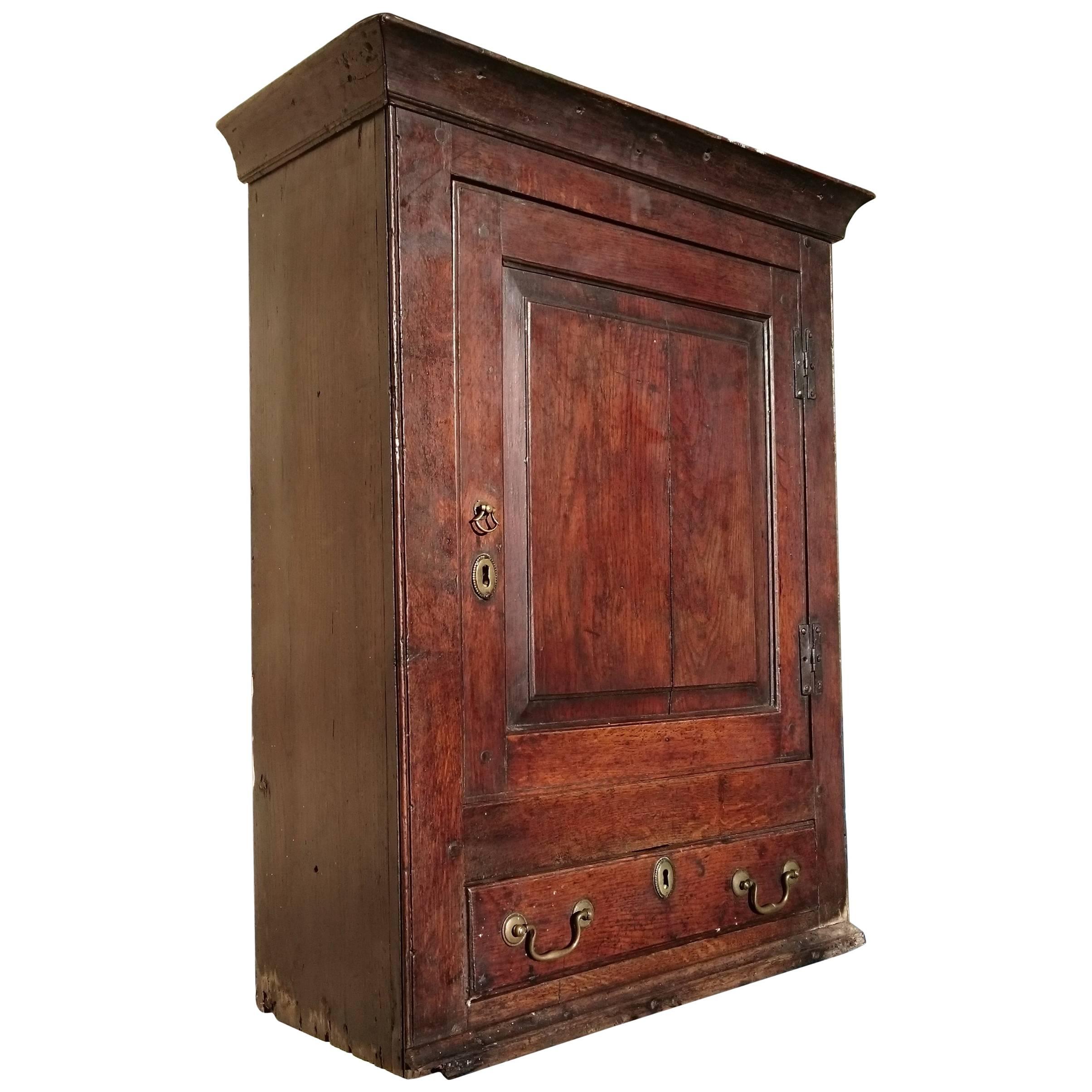 18th Century George II Period Oak Antique Hanging Cupboard