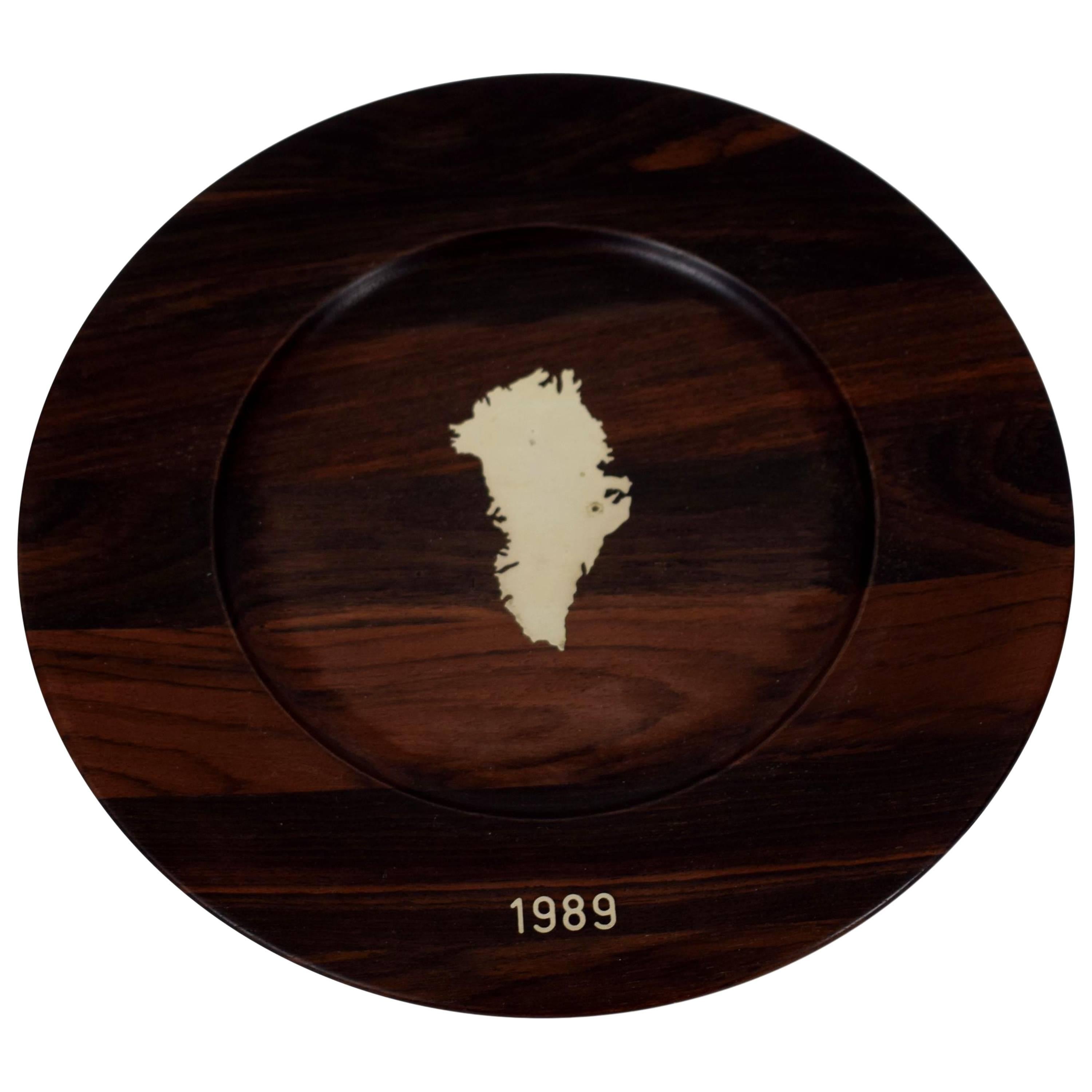 Danish Midcentury Rosewood Wall Platter by Robert Dalgas Lassen, Silver Inlays For Sale