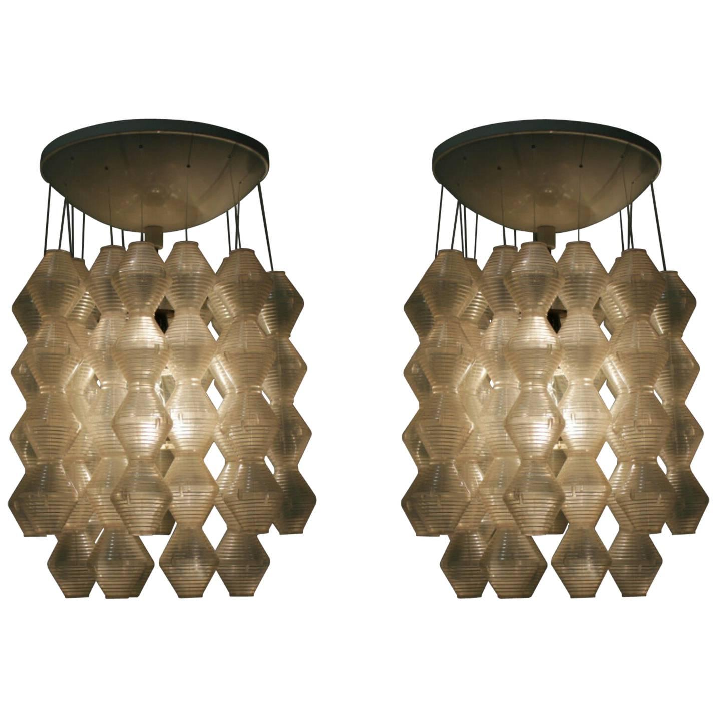 Pair of Beautiful Midcentury Design Napako Pendats For Sale