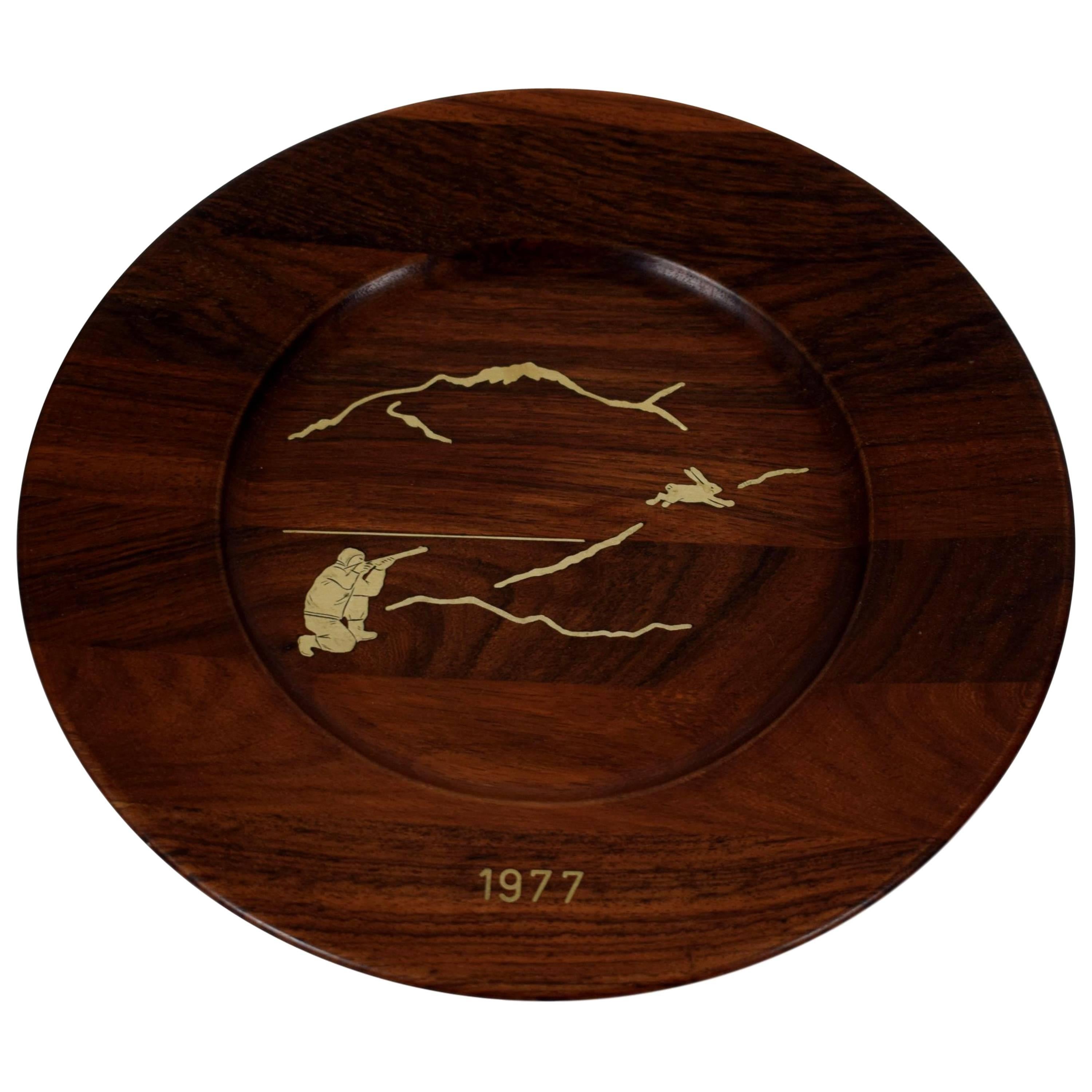 Danish Midcentury Rosewood Wall Platter by Robert Dalgas Lassen, Silver Inlays For Sale