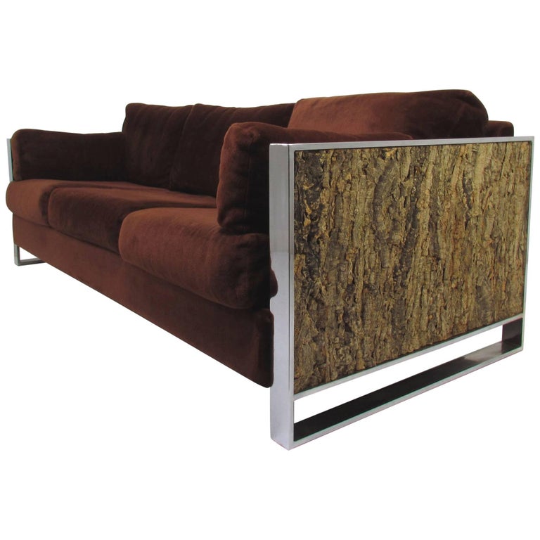 Signed Adrian Pearsall Cork and Chrome Sofa at 1stDibs