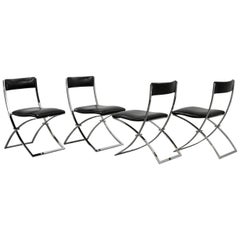 Superb Set of Four Midcentury Foldable Chairs by Marcello Cuneo for Mobel Italia