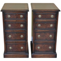 19th Century Pair of Victorian Burr Walnut Bedside Chests