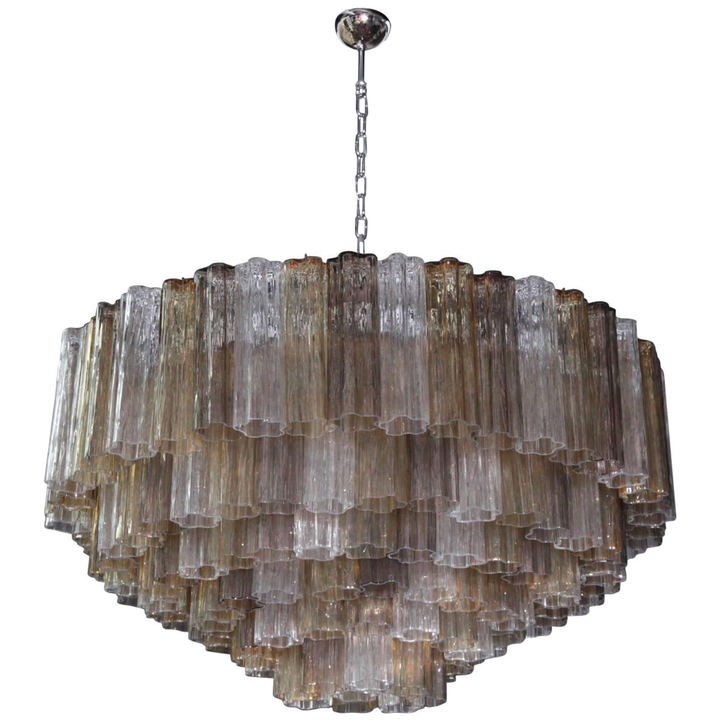Venini Murano Glass Tronchi Midcentury Chandelier with Cascading Structure Venini Murano Glass Tronchi Midcentury Chandelier with Cascading Structure