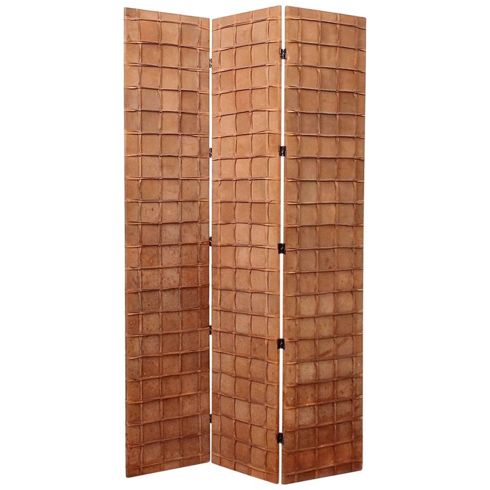 Large Decorative Suede Room Divider Screen