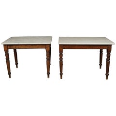 Retro Set of French Bistro Tables with Marble Tops, Circa 1950