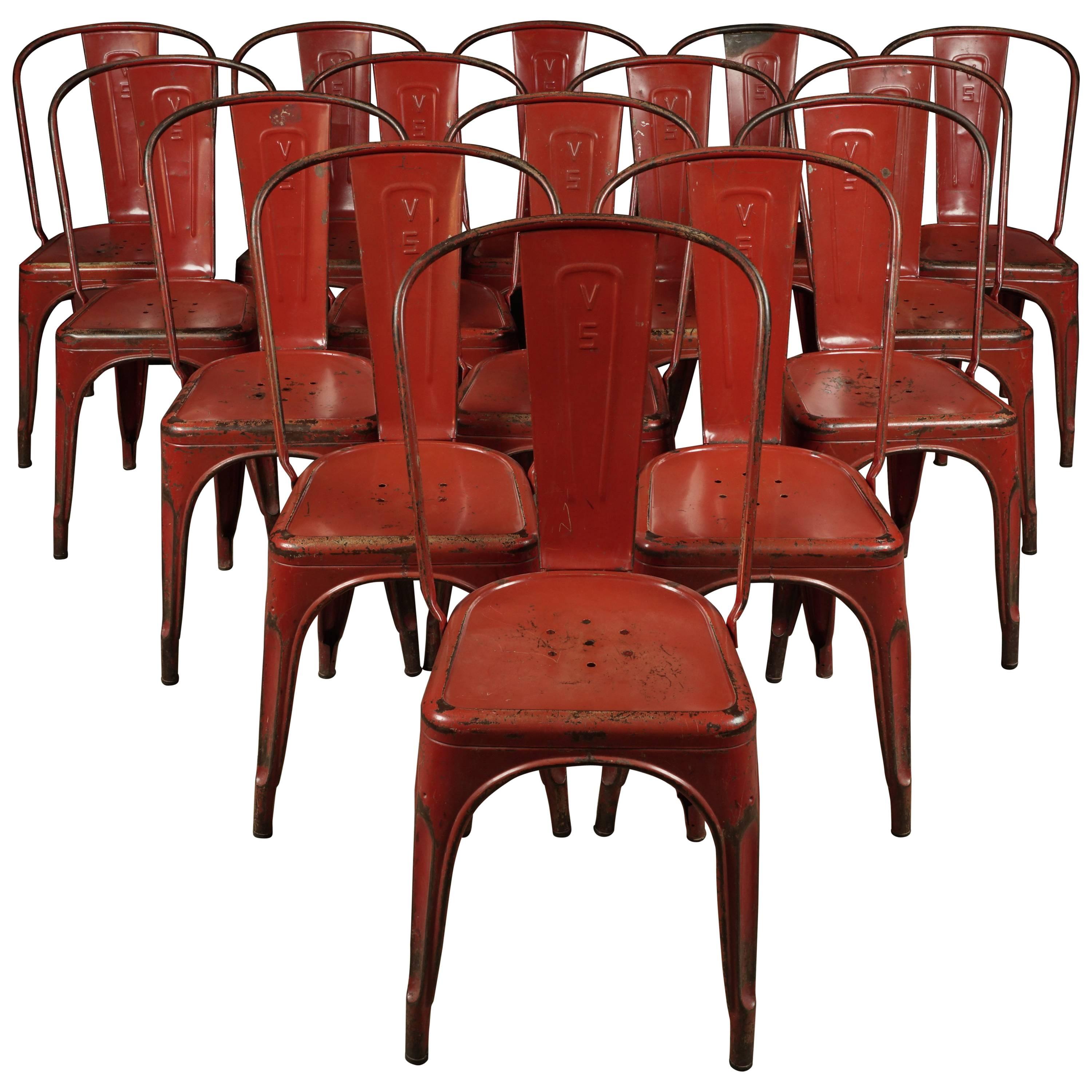 Large Set of 15 Tolix "Model A" Chairs, Designed by Xavier Pauchard, France