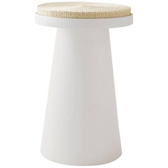 Material Container Woven Rush Stool on Aluminum by Jeonghwa Seo