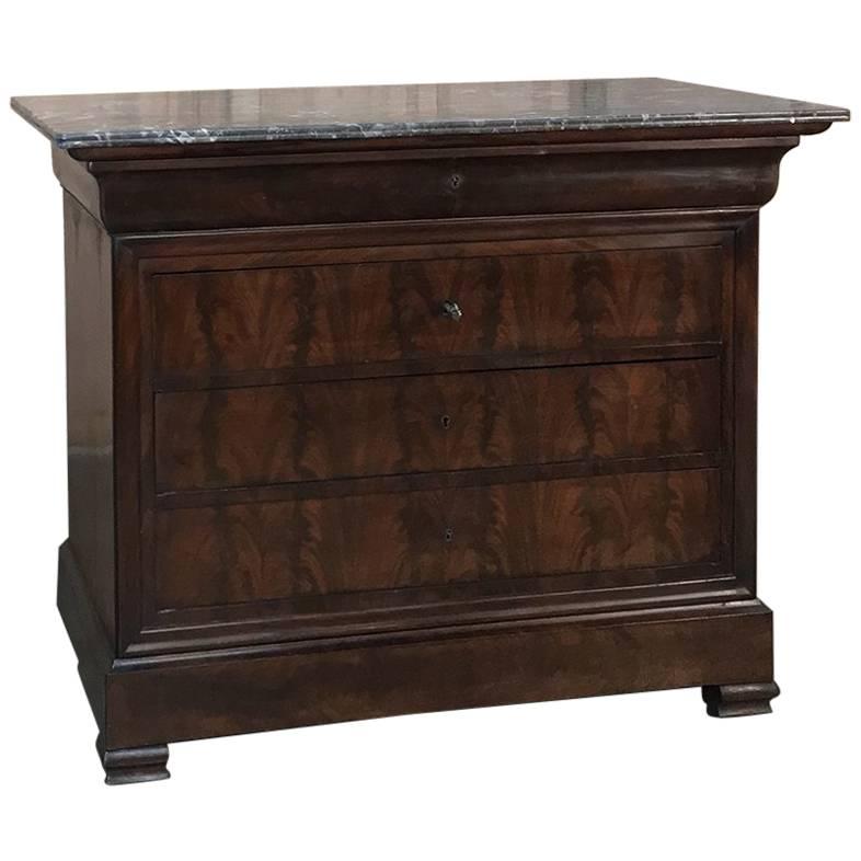 19th Century French Louis Philippe Period Mahogany Marble-Top Commode