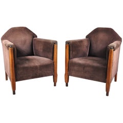 Pair of Amsterdamse School Lounge Chairs, Netherlands 1920