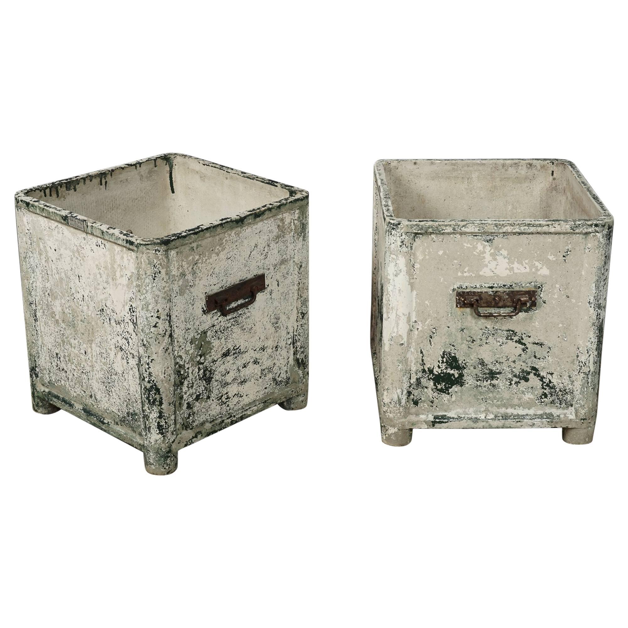 Pair of Plaster and Fiberglass Planters Manufactured by Chanal, Paris
