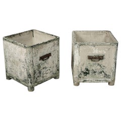 Pair of Plaster and Fiberglass Planters Manufactured by Chanal, Paris Vintage Pair of Plaster and Fiberglass Planters Manufactured by Chanal, Paris