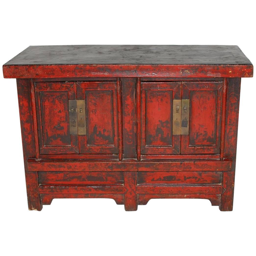 19th Century Chinese Red Lacquer Provincial Coffer