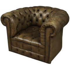 Vintage Leather Chesterfield Chair From England, Circa 1950