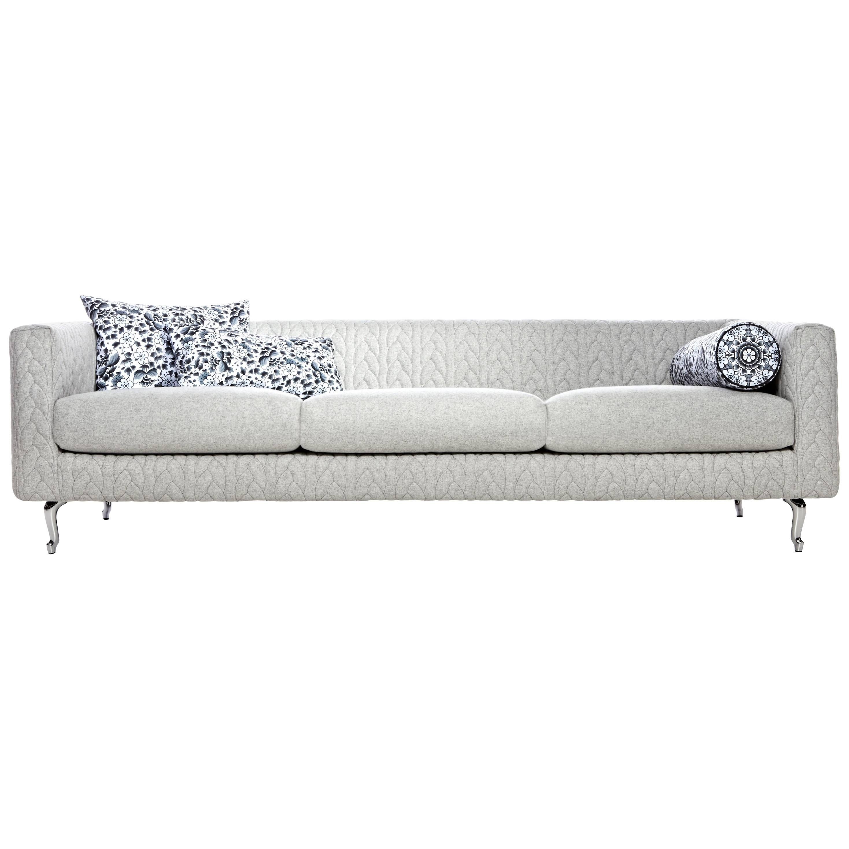 Moooi Boutique Delft Grey Jumper Triple-Seat Sofa by Marcel Wanders For Sale