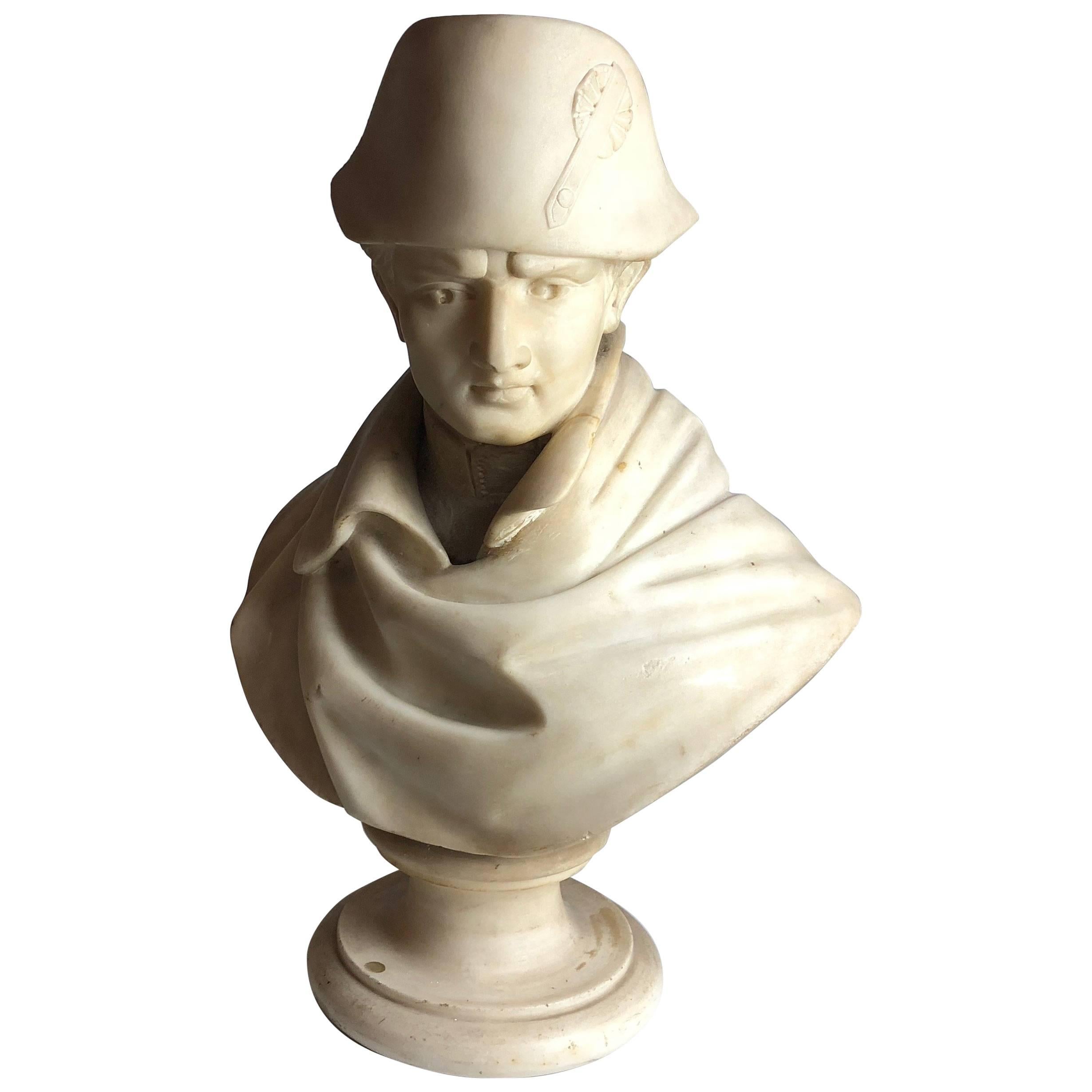 19th Century Italian Marble Bust of a Young Napoleon, Signed circa 1850