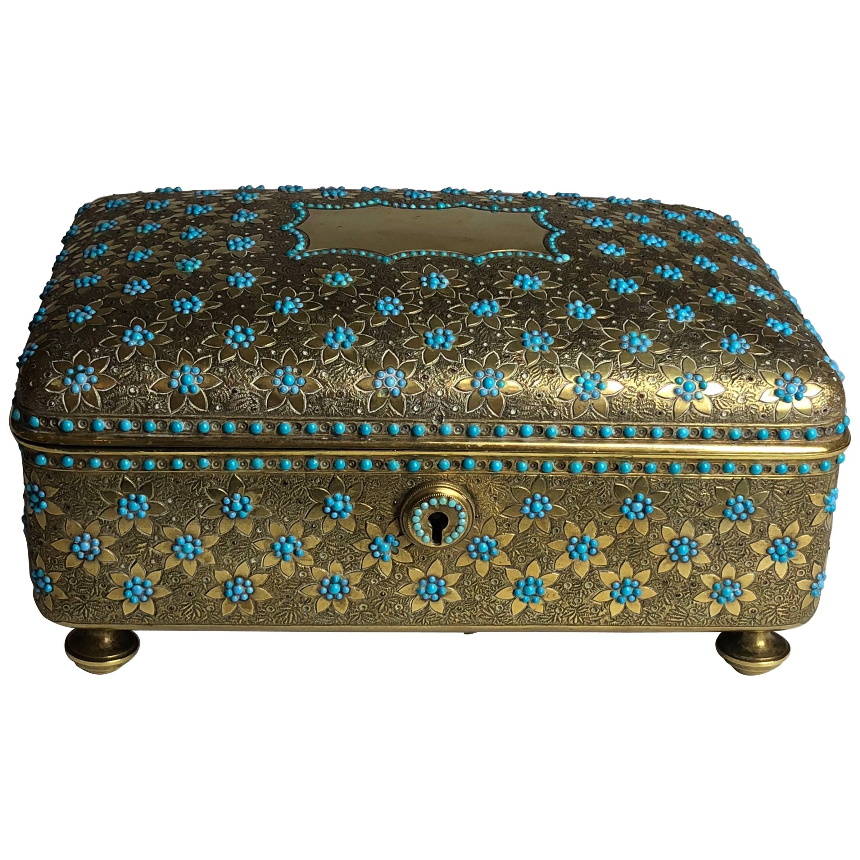 19th Century Ormolu Box Inlaid with Turquoise