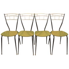 Italian Midcentury Dining Chairs with Laminate Seats, Set of Four