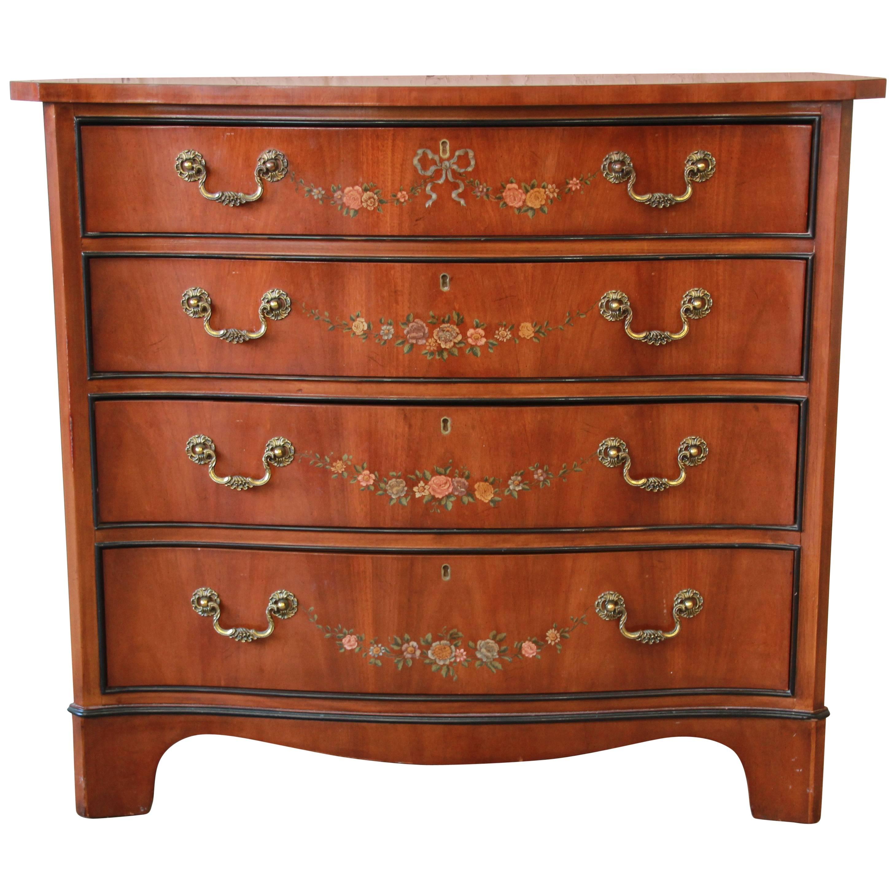 Drexel Heritage Satinwood Hand-Painted Adam Style Chest of Drawers
