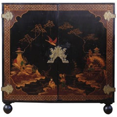 19th Century Black and Gilt Japanned Cabinet