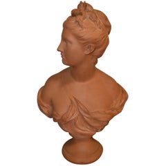 Terra Cotta bust of Diana by A. Houdon with Seal