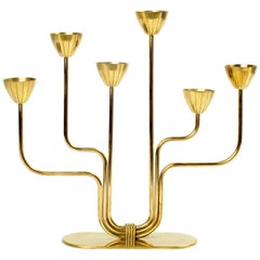 Gunnar Ander Brass Candelabra for Ystad Metall Sweden, 1950s