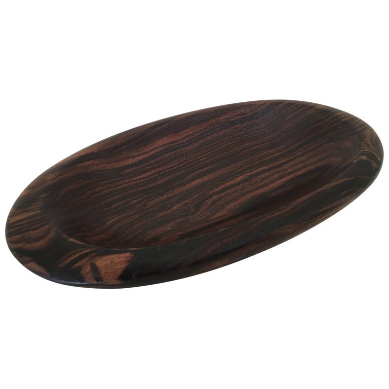 Alexandre Noll Signed Rosewood Dish, France, 1950s, Carved Wood For Sale at 1stdibs
