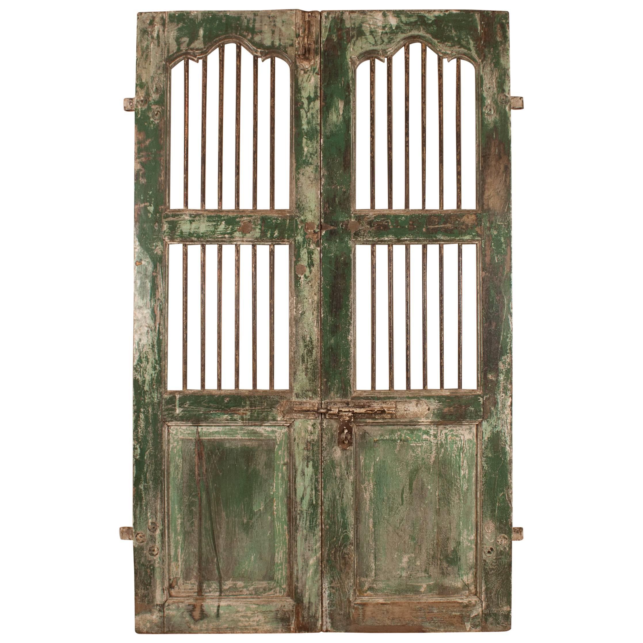 Teak Wood and Iron Courtyard Gate or Doors