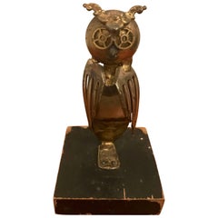 Antique Brutalist Steampunk Owl Sculpture by Casa Del Arte, 1971