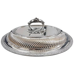 20th Century Italian Sterling Silver Ceased Oval Entree Dish 