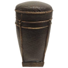Vintage Indonesian Woven Artisanal Primitive Art Basket