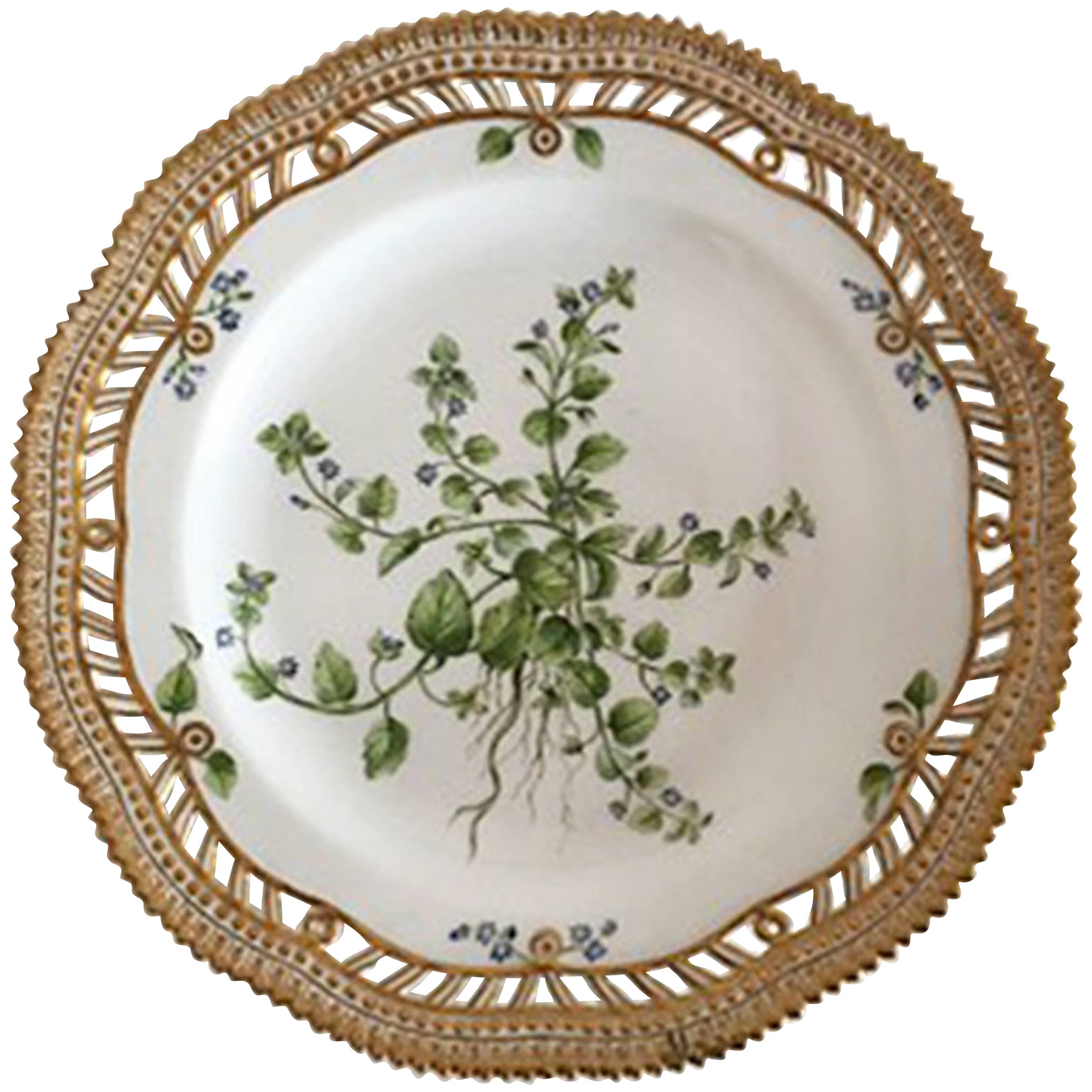 Royal Copenhagen Flora Danica Plate with Pierced Border #3554 Antique