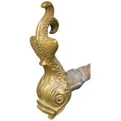 Antique French Brass Dolphin Fountain Spout