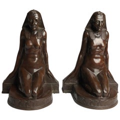 Late 19th Century american bookends in Egptian style, by Theodore B Starr  1890