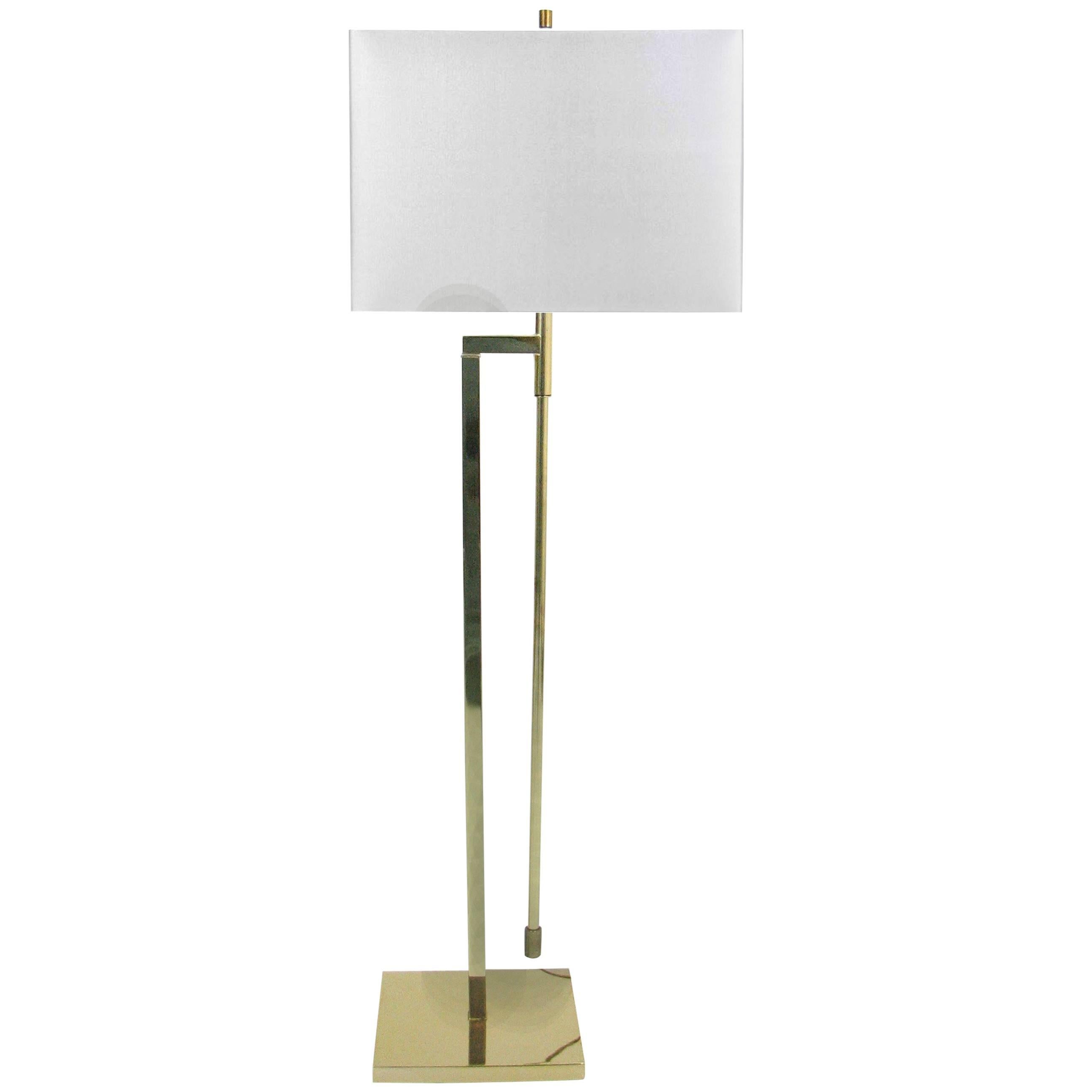 Mid-Century Laurel Brass Adjustable Floor Lamp For Sale