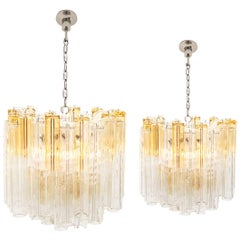 Pair of Murano Chandeliers by Venini